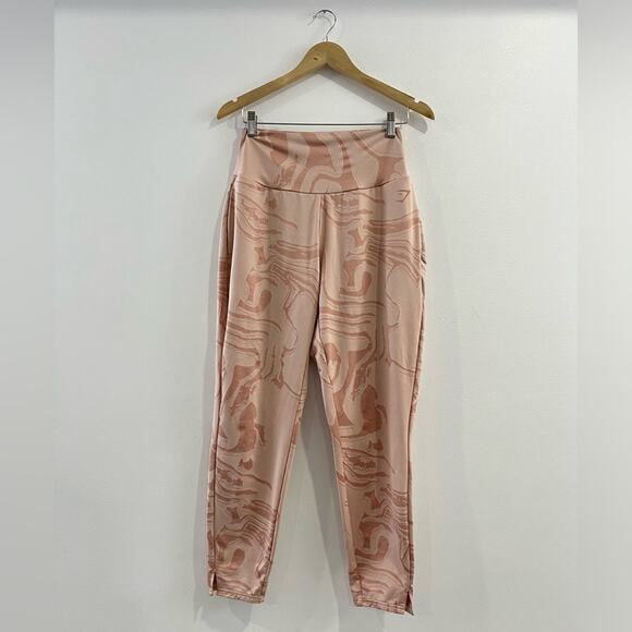 Gymshark GS Power Bottoms Light Pink Marble Print Gym Pants Women’s Size Size M - Picture 2 of 7